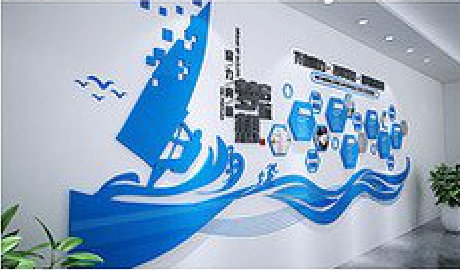嘉鱼海浪主题文化墙如何设计？