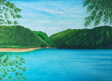 嘉鱼在墙绘中，如何绘画绿水青山？